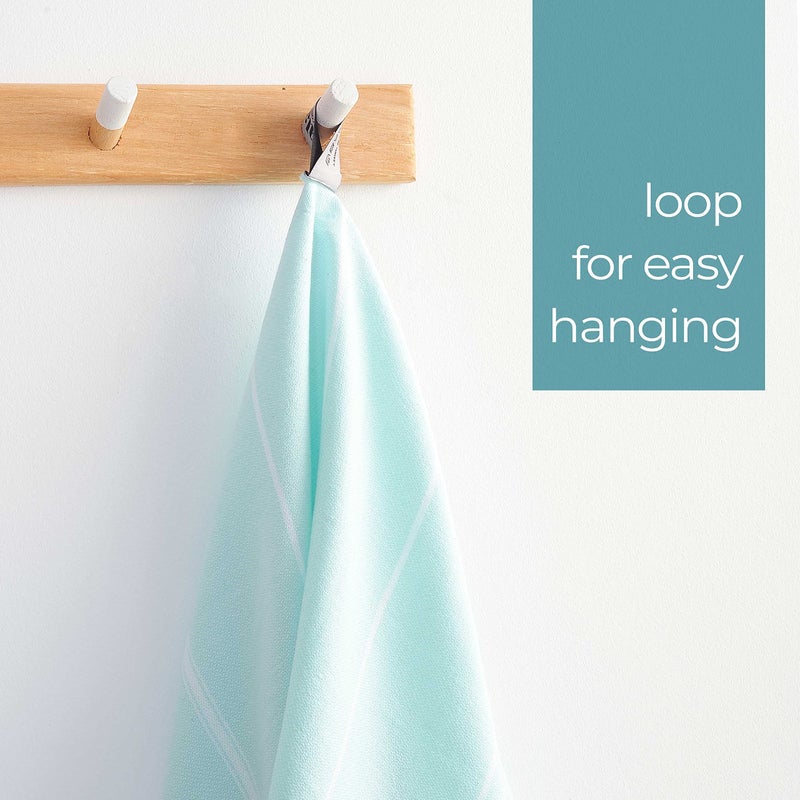 Cacala 100% Turkish Cotton Kitchen Tea Towels, Highly Absorbent Luxury Soft Quick Drying Dish Towel with Hanging Loop for Gym, Yoga, Bath, Sports, Cleaning and Kitchen (23 x 36), Aquamarine - Image 2